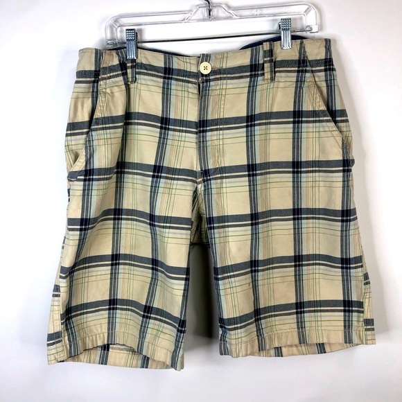 Aeropostale cream blue plaid long shorts 32 - Picture 1 of 12
